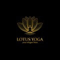 yoga logo design stock. human meditation in lotus flower vector illustration Royalty Free Stock Photo