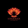 yoga logo design stock. human meditation in lotus flower vector illustration Royalty Free Stock Photo