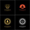 yoga logo design stock. human meditation in lotus flower vector illustration Royalty Free Stock Photo