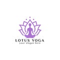 Yoga logo design stock. human meditation in lotus flower vector Royalty Free Stock Photo