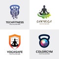 Yoga Logo. Gym Fitness Logo Set Design Template Collection Royalty Free Stock Photo