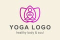 yoga logo. heart forms the person in the lotus. creative simple logo