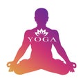 Yoga logo vector design. Meditation male silhouette isolated on white background Royalty Free Stock Photo