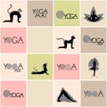 Yoga logos and poses set