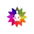 Yoga Lotus Color logo design meditation illustration Isolated