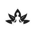 Yoga Lotus Icon Black and White Drawing Royalty Free Stock Photo