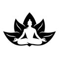 Yoga Lotus Logo Icon Black and White Drawing Vector Royalty Free Stock Photo