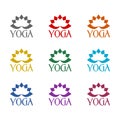 Yoga lotus logo icon isolated on white background. Set icons colorful Royalty Free Stock Photo