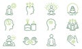 Yoga in Lotus Pose Harmony Line Icon Set. Spiritual Energy Linear Pictogram. Meditation Relax Balance Aromatherapy