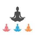 Yoga. lotus position silhouette icon set. Vector Royalty Free Stock Photo