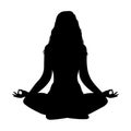 Yoga. lotus position silhouette. vector shape. Long hairs Royalty Free Stock Photo