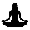 Yoga. Lotus Position Silhouette. The Woman is Sitting in a Lotus Yoga Pose, Meditation. Vector Shape Royalty Free Stock Photo