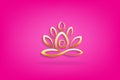 Yoga man gold lotus flower logo Royalty Free Stock Photo