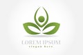 Yoga man in a lotus flower people logo Royalty Free Stock Photo
