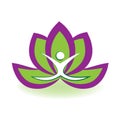 Yoga man and lotus flower logo vector image illustration graphic design Royalty Free Stock Photo