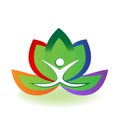 Yoga man and lotus flower logo vector image illustration graphic design Royalty Free Stock Photo