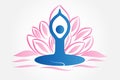 Yoga Man Lotus Flower Vector Logo Royalty Free Stock Photo