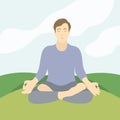 Yoga man in lotus pose template