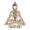 Yoga man. Ornament beautiful Concept of meditation. Geometric element hand drawn.