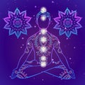 Yoga man. Ornament beautiful esoteric Concept of meditation. Geometric element hand drawn.