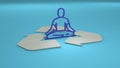 Yoga man sitting, thinking and shining. 3d rendered yoga symbol.