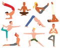 Yoga man vector set. Royalty Free Stock Photo