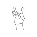 Yoga meditaion hand sign vector illustration line art