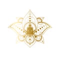 Yoga and Meditation Label Design, Lotus Template Royalty Free Stock Photo