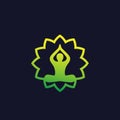 Yoga, meditation logo, man in lotus pose Royalty Free Stock Photo