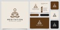 Yoga meditation logo vector and business card Royalty Free Stock Photo