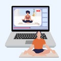 Yoga meditation online, live stream sport, live training, fitness pose