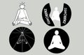 Yoga meditation of people shape 4 icons set