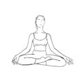 Yoga meditation in siddhasana. Om meditation for body relax and spirit harmony. Vector illustration