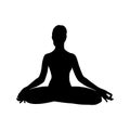 Yoga meditation in siddhasana, woman silhouette. Om meditation for body relax and spirit harmony. Vector illustration