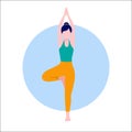 Yoga meditation, sports, gymnastics, fitness relaxation. Vector illustration of yoga poses