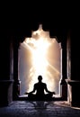 Yoga meditation in temple Royalty Free Stock Photo