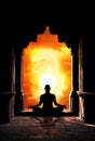 Yoga meditation in temple Royalty Free Stock Photo