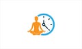 Yoga meditation Time Icon Logo in minimal flat design vector illustration symbol