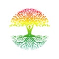 Yoga meditation with tree of life vector illustrations