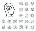 Meditation eye line icon. Yoga mind sign. Specialist, doctor and job competition. Vector