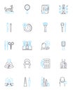 Yoga mindfulness linear icons set. Meditate, Om, Chakra, Serenity, Asana, Namaste, Calm line vector and concept signs