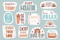 Yoga, mindfulness patches collection. Stickers, badges