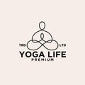 Yoga namaste vintage logo icon illustration Premium