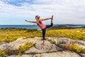 Yoga, Natarajasana, or Lord of the Dance among wildflowers