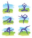 Yoga in nature icons