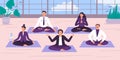 Yoga office workers. Vector illustration. Yoga worker position