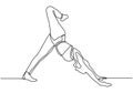 Yoga one line aerobic girl doing exercise. Continuous hand drawn minimalism of woman fitness Royalty Free Stock Photo