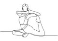 Yoga one line aerobic girl doing exercise. Continuous hand drawn minimalism of woman fitness Royalty Free Stock Photo