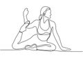 Yoga one line aerobic girl doing exercise. Continuous hand drawn minimalism of woman fitness Royalty Free Stock Photo