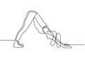 Yoga one line aerobic girl doing exercise. Continuous hand drawn minimalism of woman fitness Royalty Free Stock Photo